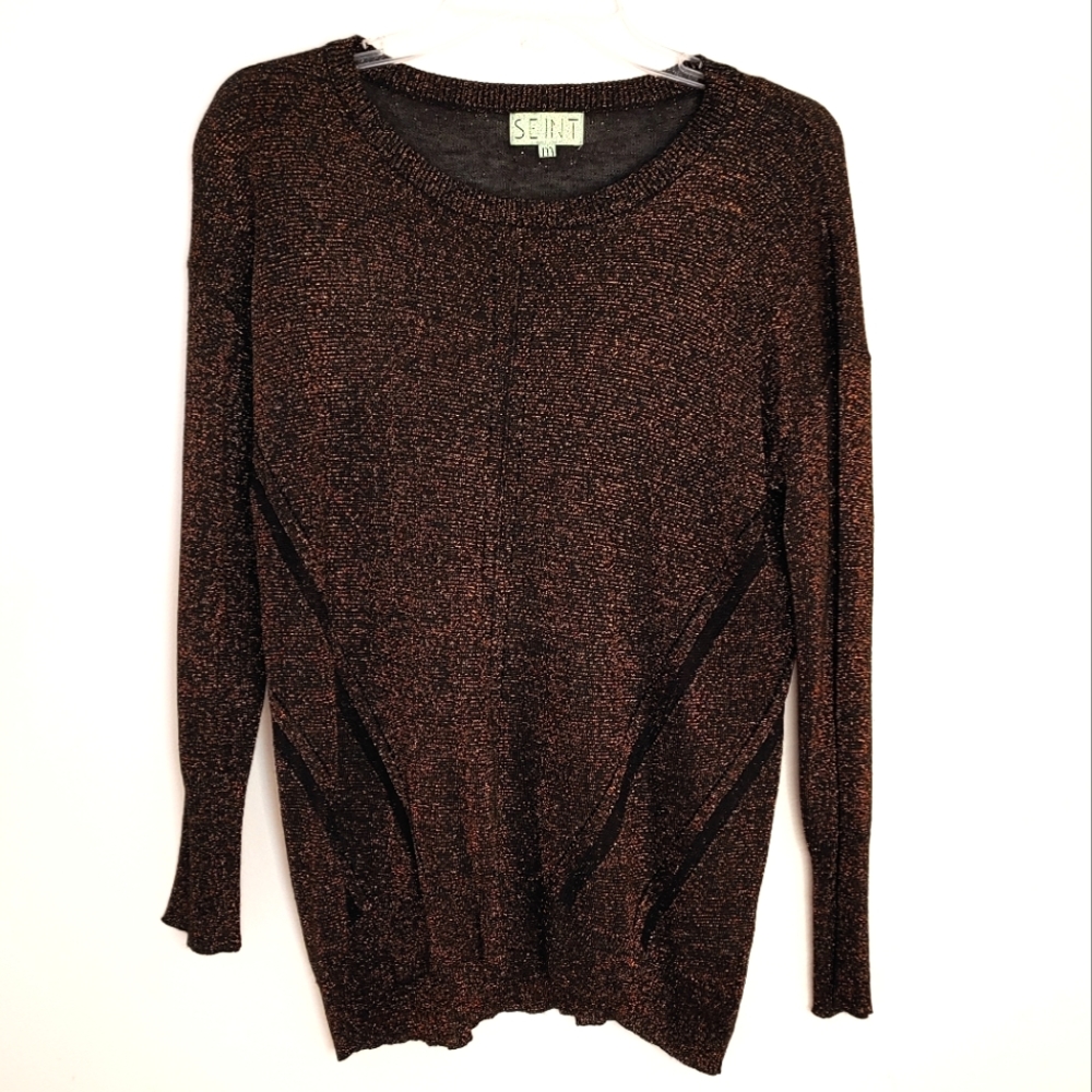 SEINT Bronze Metallic Long Sleeve Sweater - Size M